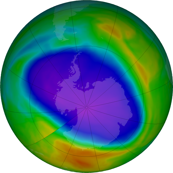 Antarctic ozone map for 08 October 2021